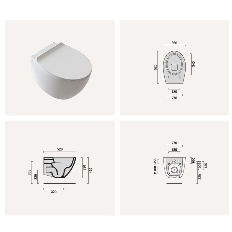Vaso e coprivaso per installazione sospesa in ceramica Gran Mascalzone by Domus Falerii