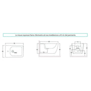 Set sanitari sospesi installazione filomuro in ceramica bianco lucido con copriwater soft close BathCore serie Tela - L 36 x P 52 x H 34 cm