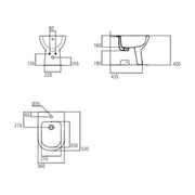 Bidet monoforo installazione filo parete 53x36 cm modello Dolomite Gemma 2