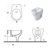 Santari filomuro serie Touch54 in ceramica bianca con coprivaso chiusura softclose- Disegno Ceramica