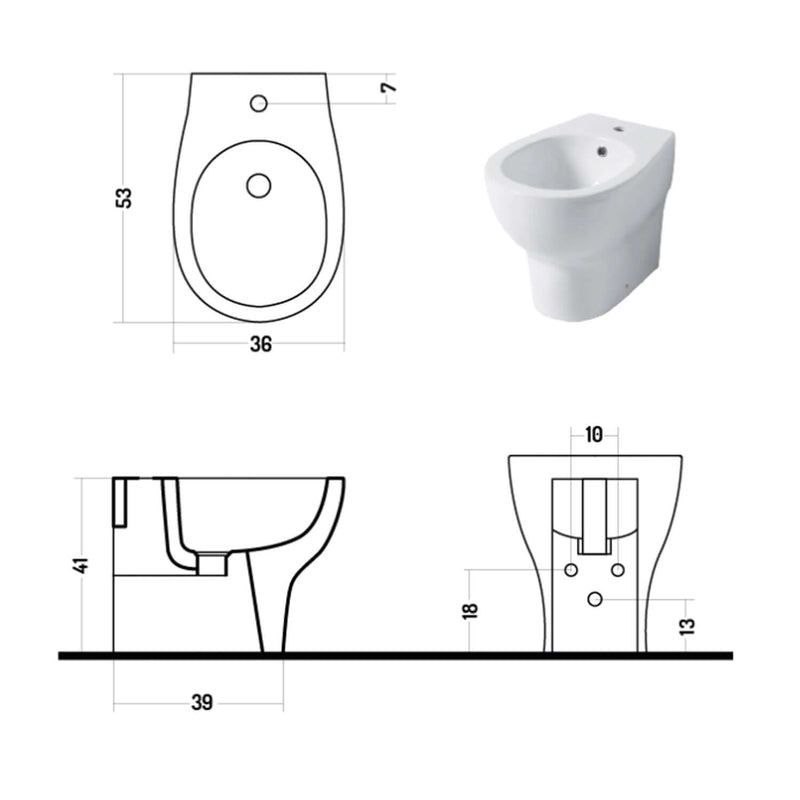 Santari filomuro serie Touch54 in ceramica bianca con coprivaso chiusura softclose- Disegno Ceramica