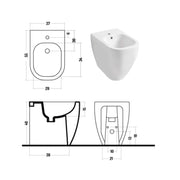 Santari filomuro serie Forever h48 Terza Età in ceramica bianca con coprivaso chiusura softclose- Disegno Ceramica