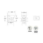 Sanitari filomuro modello Amber con sedile SoftClose 54.5x37 H. 44 cm - Bianco lucido