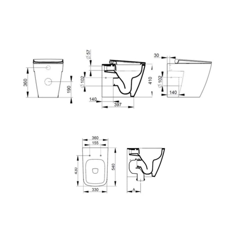 WC filomuro Ceramica Dolomite modello Mia 54x36 cm con sedile Softclose