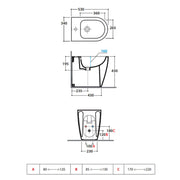 Sanitari filomuro Bianco Opaco rimless 53 cm Ceramica Globo Mode Wc scarico Multi