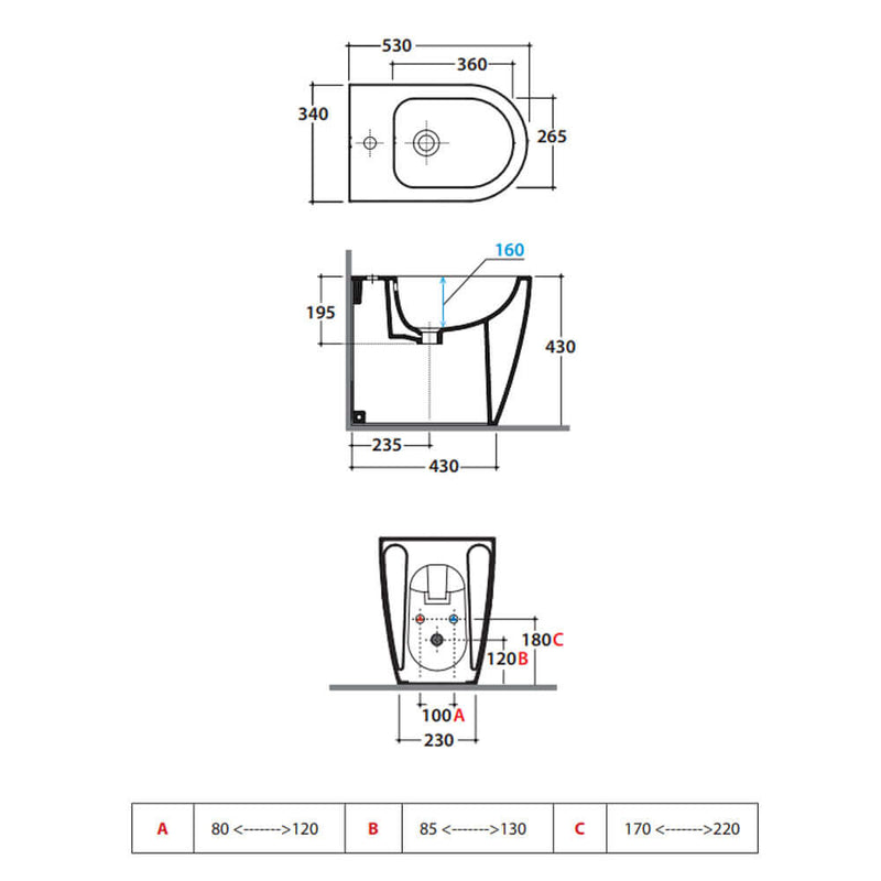 Sanitari filomuro Bianco Opaco rimless 53 cm Ceramica Globo Mode Wc scarico Multi