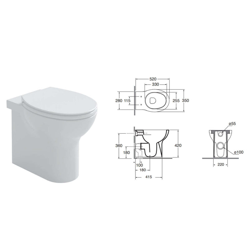 Coppia sanitari filomuro Ceramica Azzurra modello Clik 52x35 cm con sedile Softclose