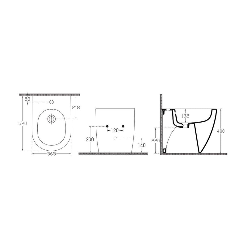 Sanitari Filomuro Rimless con copriwater Soft Close BathCore serie Infinity 53x36
