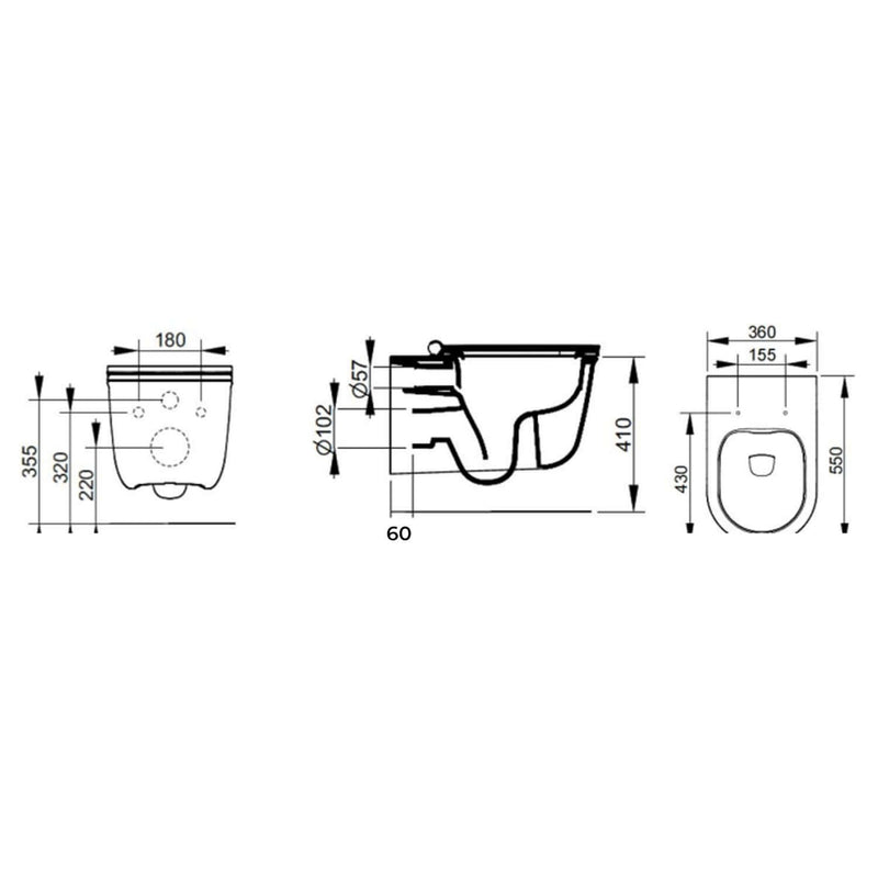 WC sospeso Ceramica Dolomite modello Mayka 55