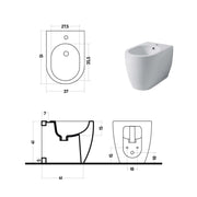 Bidet filomuro serie Skip 50 in ceramica bianca lucida - Disegno Ceramica