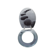 Sedile WC in MDF con cerniere in Acciaio Inox e stampa Sentiero di ciottoli - Grigio