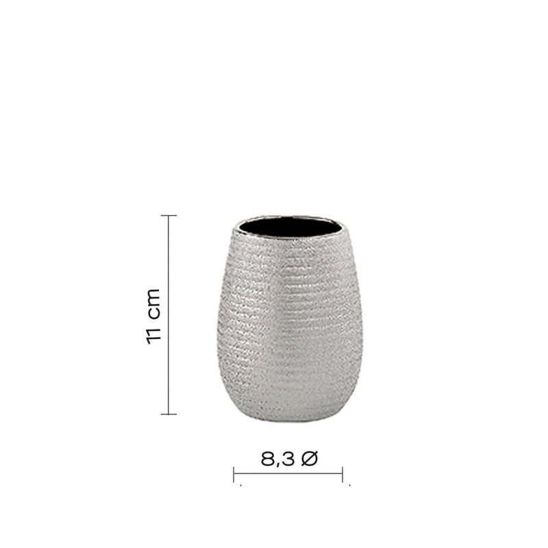 Portaspazzolini da appoggio in ceramica Gedy modello Astrid - Argento
