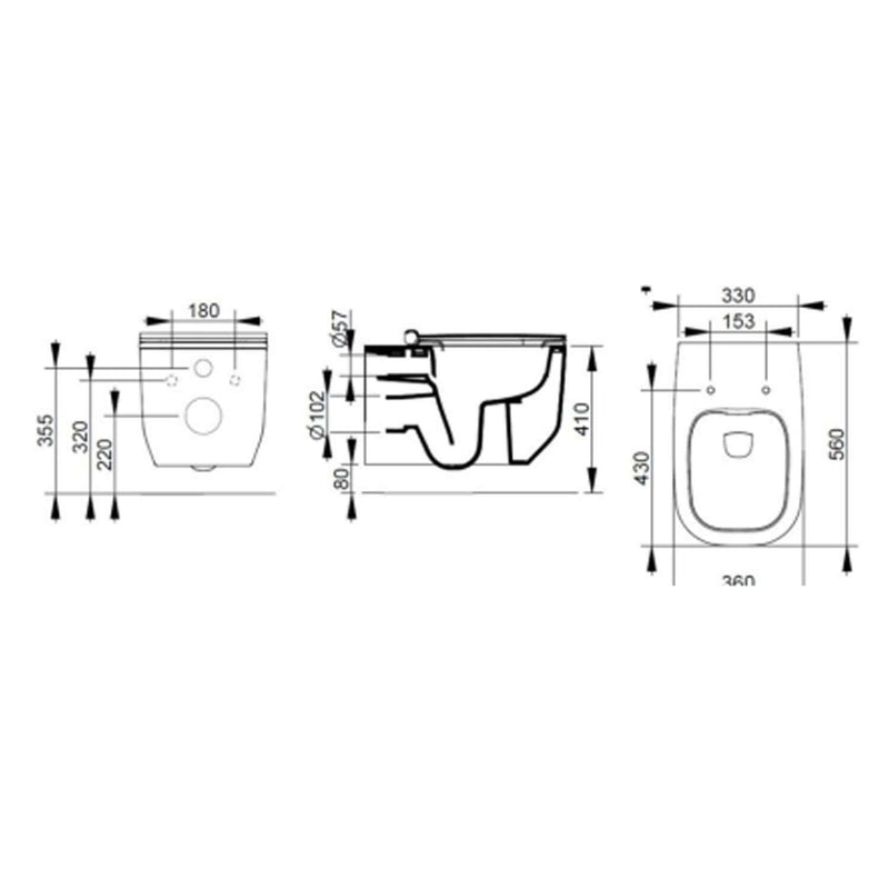 Coppia sanitari sospesi Ceramica Dolomite modello Alba 56x36 cm con sedile Softclose