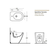 Sanitari filoparete Althea Cover in ceramica con sedile - Bianco Opaco
