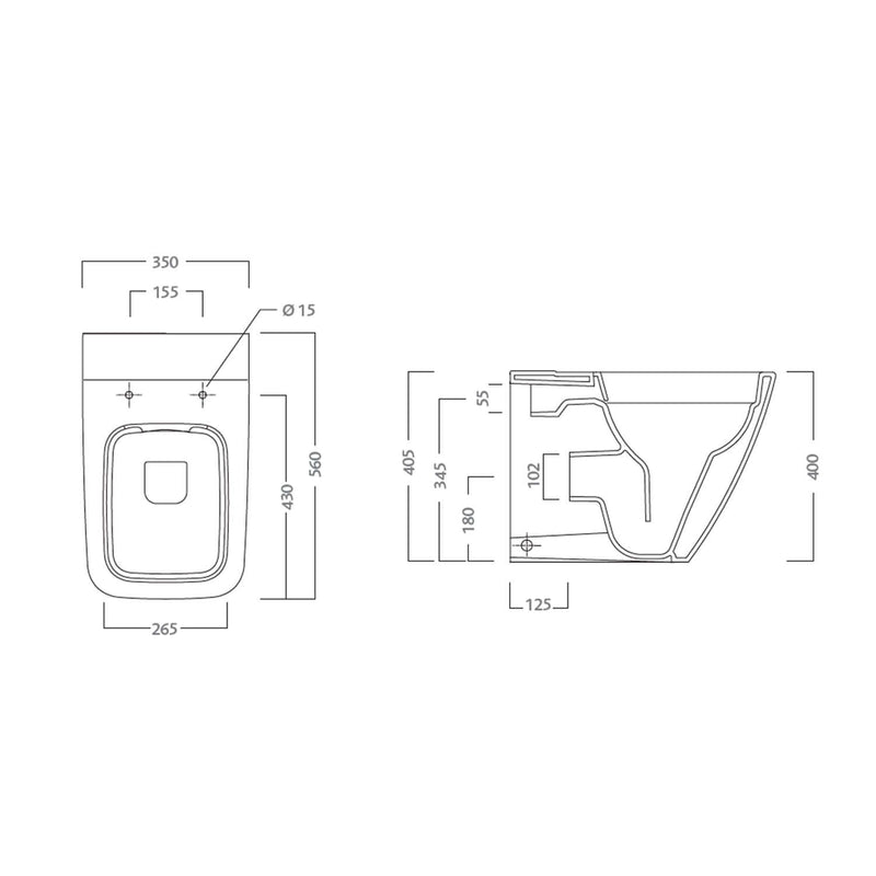 Vaso filomuro Rimless con scarico universale e sedile soft close modello Metrica- Pozzi Ginori