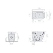Vaso filomuro 55x35 cm serie MEG11PRO di Ceramica Galassia con sedile avvolgente soft close- Nero Opaco