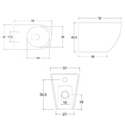 Vaso filomuro senza brida con Copriwater Soft Close BathCore Aria - Bianco Opaco 52x37xH40,5 cm