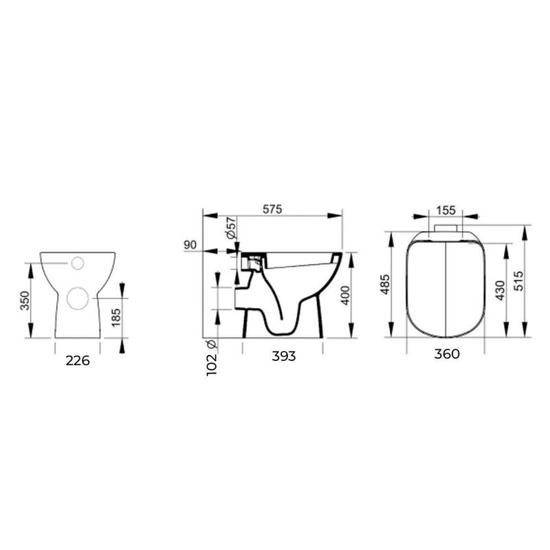 WC distanziato scarico a muro Ceramica Dolomite modello Gemma2 51x36 cm con sedile Softclose