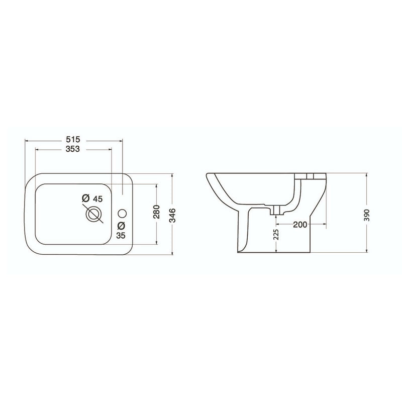 Bidet a terra modello Jasmine in ceramica 51