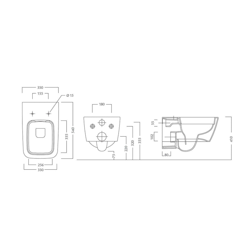 Vaso sospeso Rimless con scarico universale e sedile soft close modello Metrica- Pozzi Ginori
