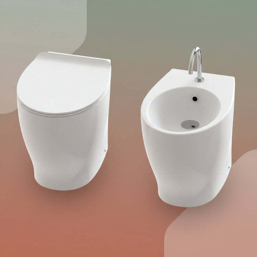 Coppia di sanitari filoparete con copriwater slim modello Gran Mascalzone cm 52 - senza brida