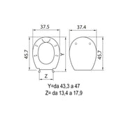 Sedile wc in termoindurente per vaso Scala serie Tanga con cerniere regolabili normal close