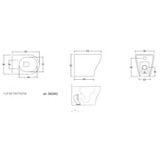 Sanitari filomuro con copriwater soft close BathCore serie Eira L 36 x P 53 cm â€“ Bianco lucido
