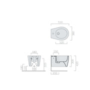 Bidet sospeso 51x38 cm serie Xes Ceramica Galassia