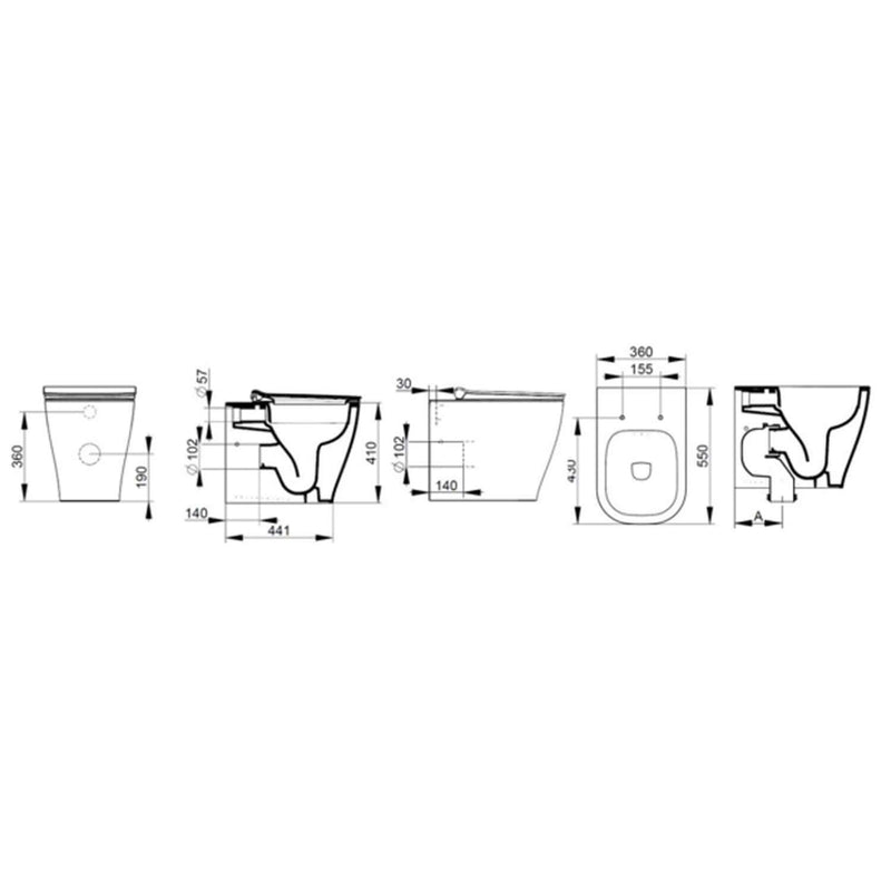 WC filomuro Ceramica Dolomite modello Mirto 55x36 cm con sedile Softclose