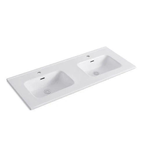 Consolle con doppia vasca centrale cm 121 x 46 x 18 bianco lucido