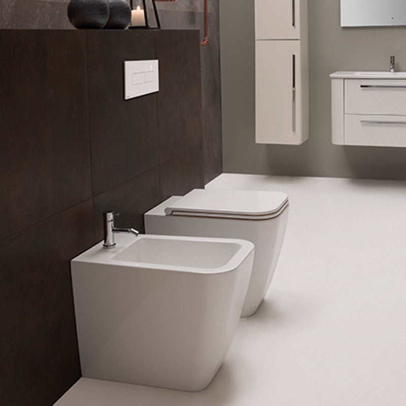 Sanitari Filo parete Ceramica Globo Stone 52 Multi scarico traslato con Sedile Soft Close