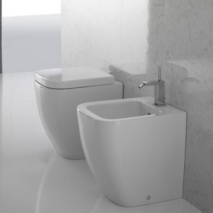 Sanitari Filo parete per bagni piccoli Ceramica Globo Stone 45 wc  + bidet  + sedile  Soft Close