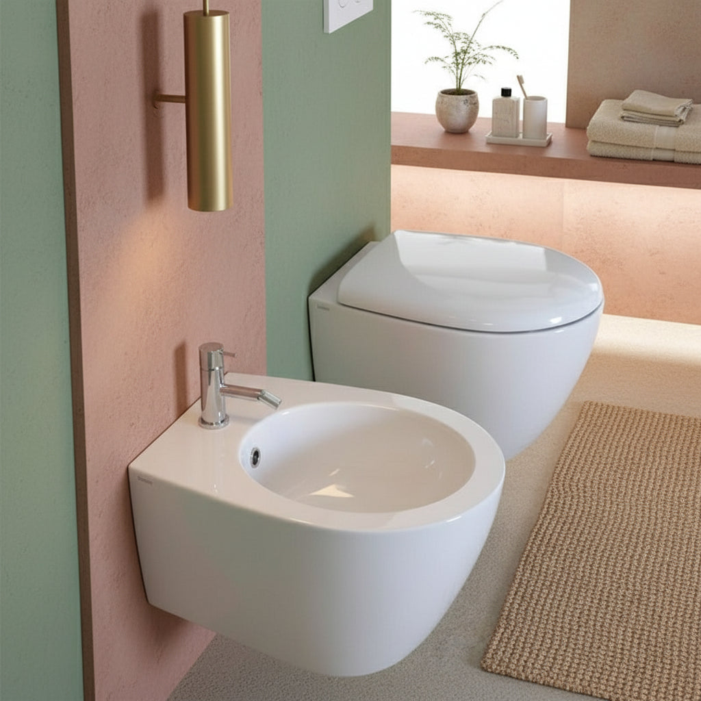Sanitari Sospesi Ceramica Globo Bowl+ 50 WC + BIDET + SEDILE SOFT CLOSE