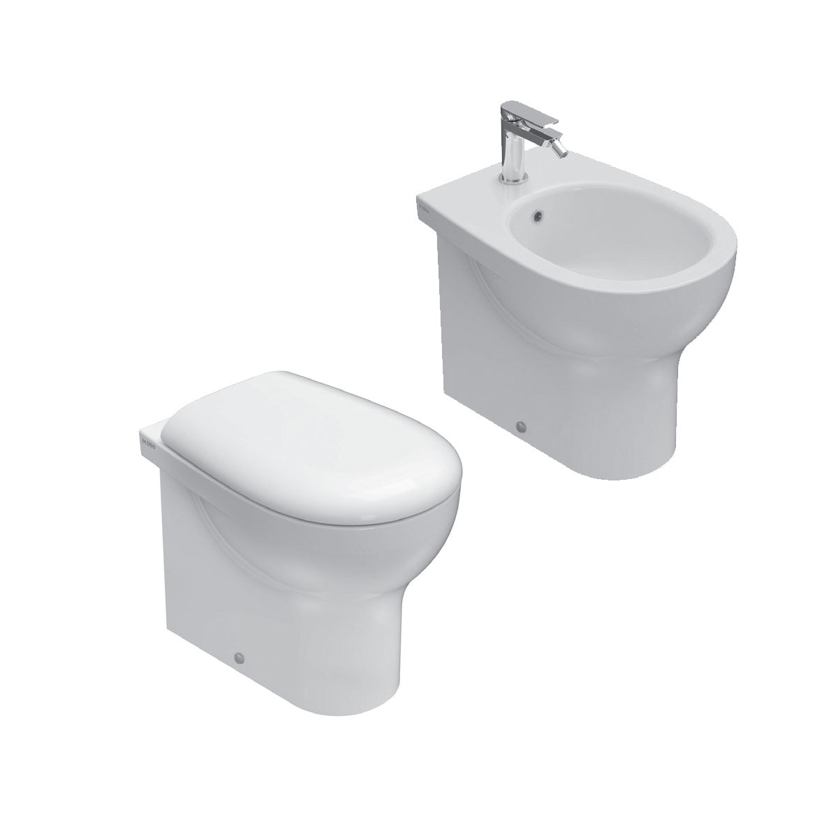 Set vaso a terra + bidet + coprivaso Ceramica Globo serie Grace 52x36xH43 cm â€“ Bianco lucido