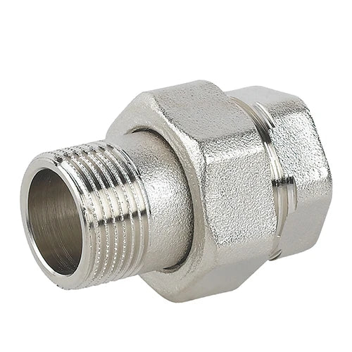 Raccordo diritto 3 pz mf sede piana in ottone nichelato c/guarnizione 1/2