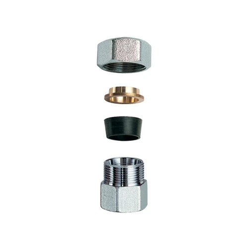 Niplex femmina cromato c/monocono in gomma per rame 3/4 x 18