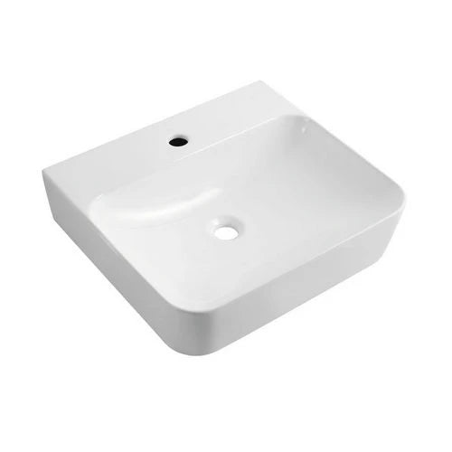 Lavabo a parete rettangolare con foro rubinetto cm 50x45x13