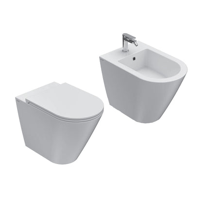 Sanitari Filo Muro Ceramica Globo Forty3  MULTI Fissaggio Ghost scarico traslato con sedile Soft Close
