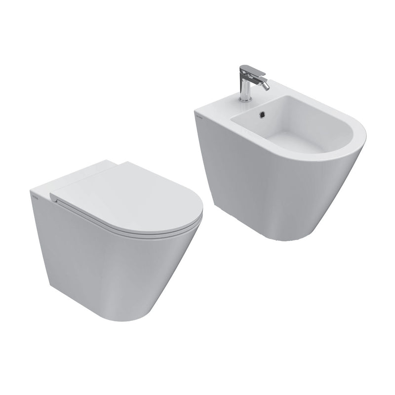 Sanitari Filo Muro Ceramica Globo Forty3  MULTI Fissaggio Ghost scarico traslato con sedile Soft Close