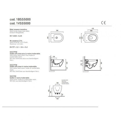 Sanitari Sospesi senza brida Ceramica Catalano Sfera 50 wc NewFlush