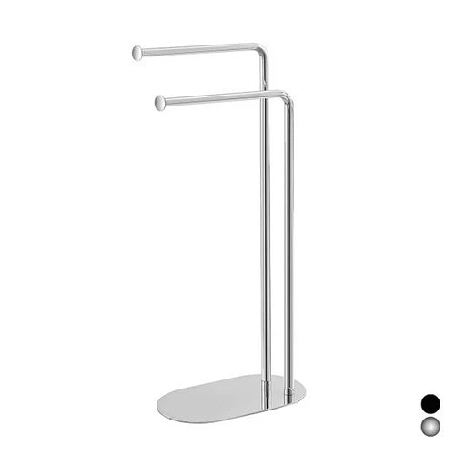 Piantana portasciugamani con due bracci base ovale cromo