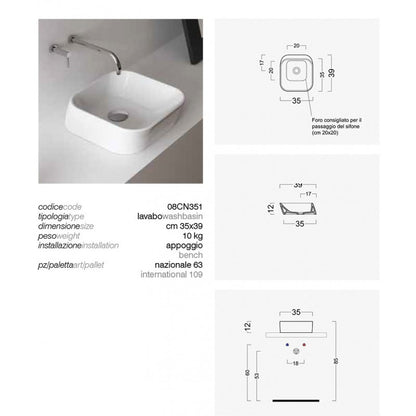 Lavabo da Appoggio Domus Falerii F50 35X39 by CeramicStore | Lo specialista del tuo bagno