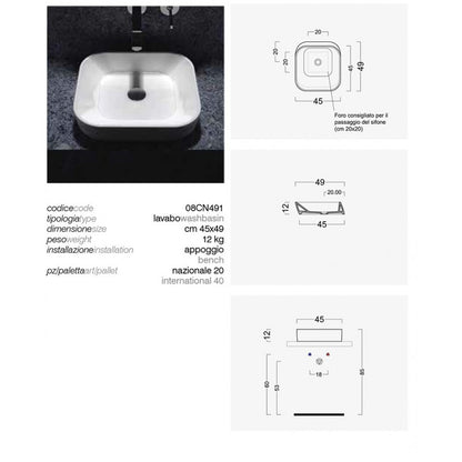 Lavabo da Appoggio Domus Falerii F50 45X49 by CeramicStore | Lo specialista del tuo bagno