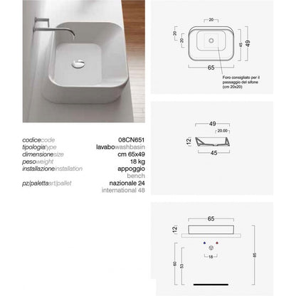 Lavabo da Appoggio Domus Falerii F50 65X49 by CeramicStore | Lo specialista del tuo bagno