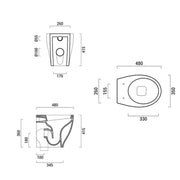 WC filo muro con profonditàÂ ridotta di 48 cm Domus Falerii Mascalzone con sedile normal close