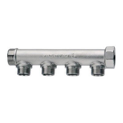 Collettore di distribuzione componibile nichelato 3/4 x 3 deriv. 1/2
