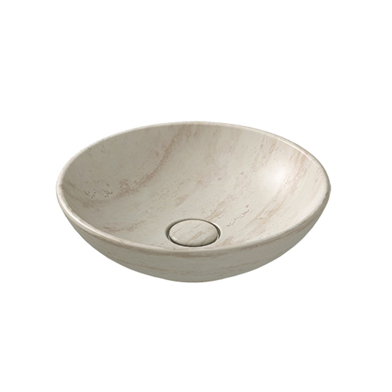 Lavabo d'appoggio Free Le Pietre Ceramica Globo fnitura travertino diametro 40 cm