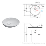 Lavabo da appoggio bianco Free di Ceramica Globo diametro 50 h.14 cm