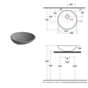 Lavabo d'appoggio Free Le Pietre Ceramica Globo finitura peperino grigio diametro 50 cm