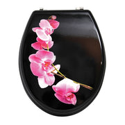 Sedile WC modello Lanyu in MDF con cerniere in Acciaio Inox - Rosa e Nero